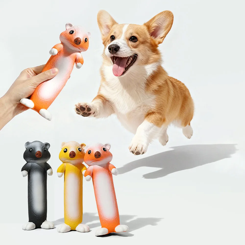 Plüsch-OTter-förmiges quietschendes Hundespielzeug, langlebiger Kaubackenzahn-Stick, interaktives Haustierspielzeug für die Zahnreinigung kleiner und mittelgroßer Hunde