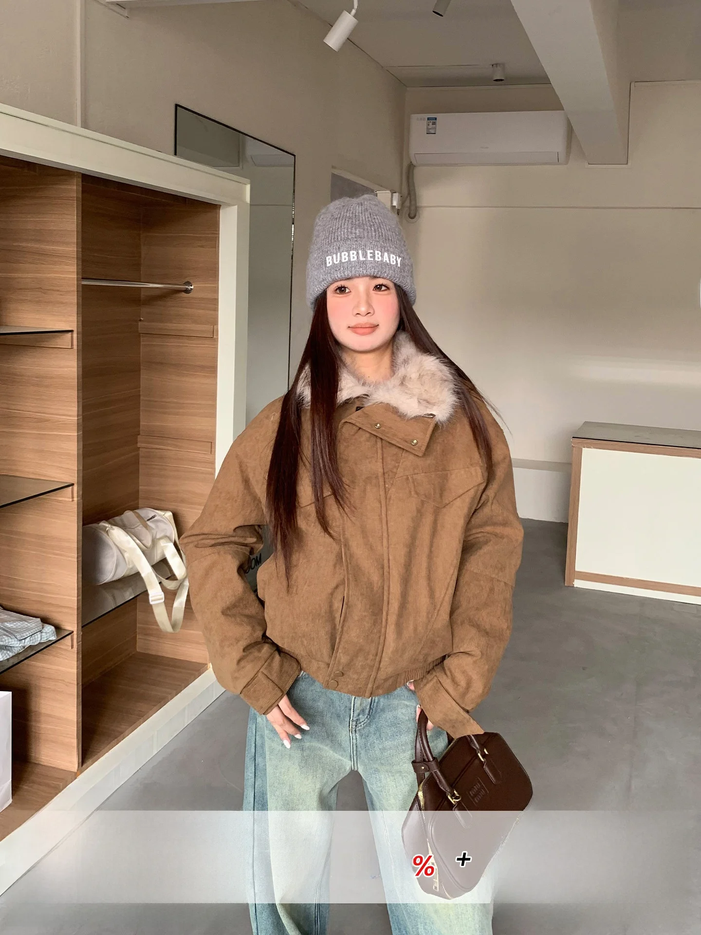 

Thiened Cotton Jaet Women's Winter Loose Warm Collar ort Coat Orange Tree Where Turn Collar Cotton Clothes Beautiful Th...