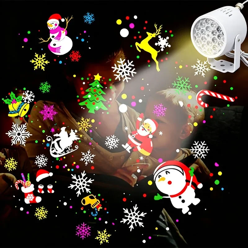 Christmas Cartoon Projector Night Light, LED Ocean‑World Lamp for Kids Bedroom Party Stage Decor