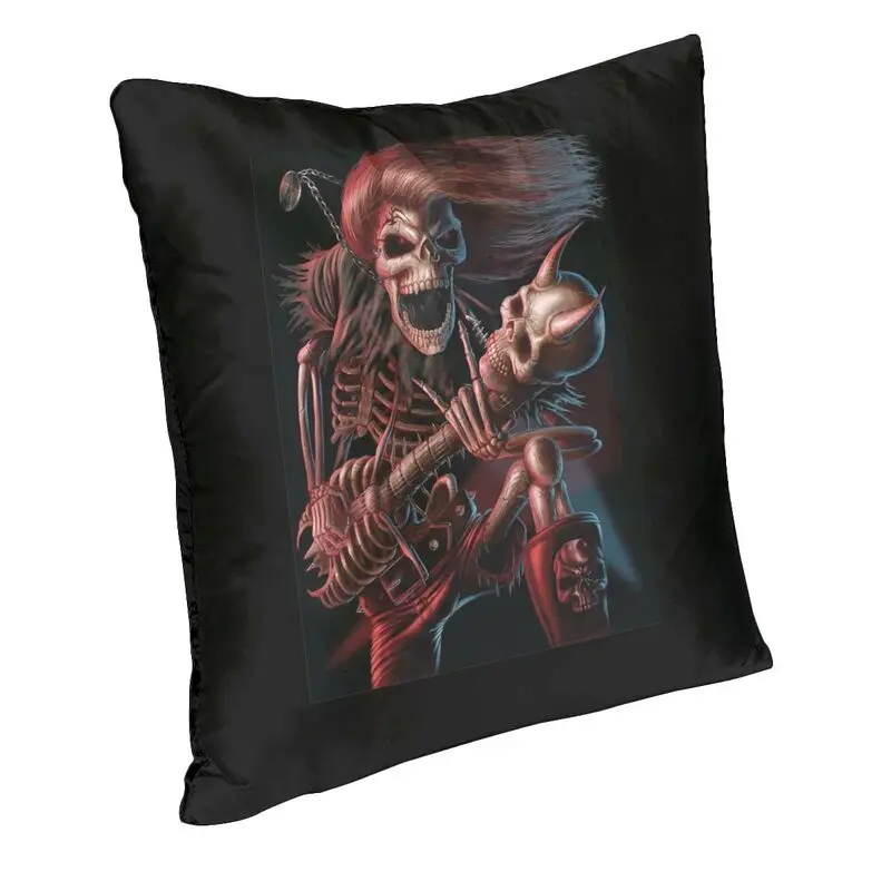 Megadeths Rock Skeleton Playing Guitar Cushion Cover 40x40cm Home Decor 3D Printing Throw Pillow for Living Room Double Side