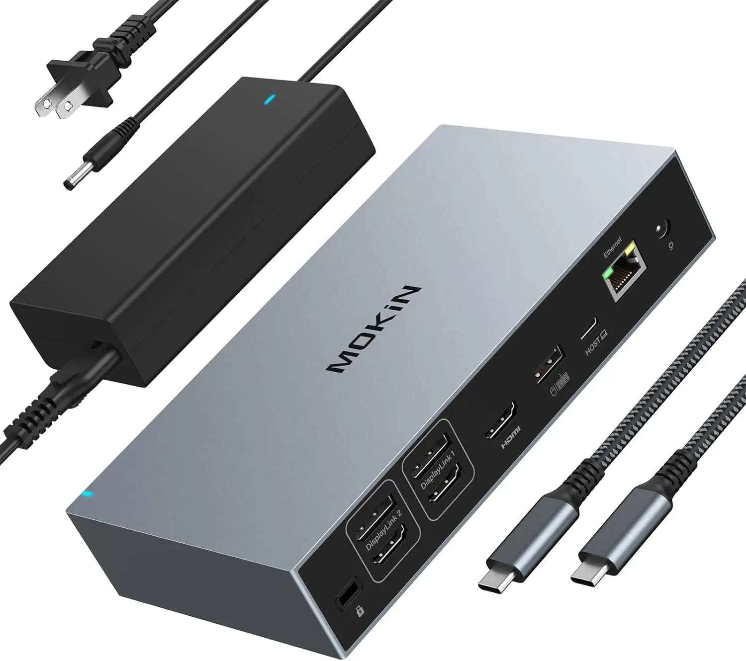 

Док-станция MOKiN Displaylink, 3 монитора, тройная док-станция USB C с 3 HDMI, 2 DisplayPort, USB 3.1 для MacBook Air M1 M2