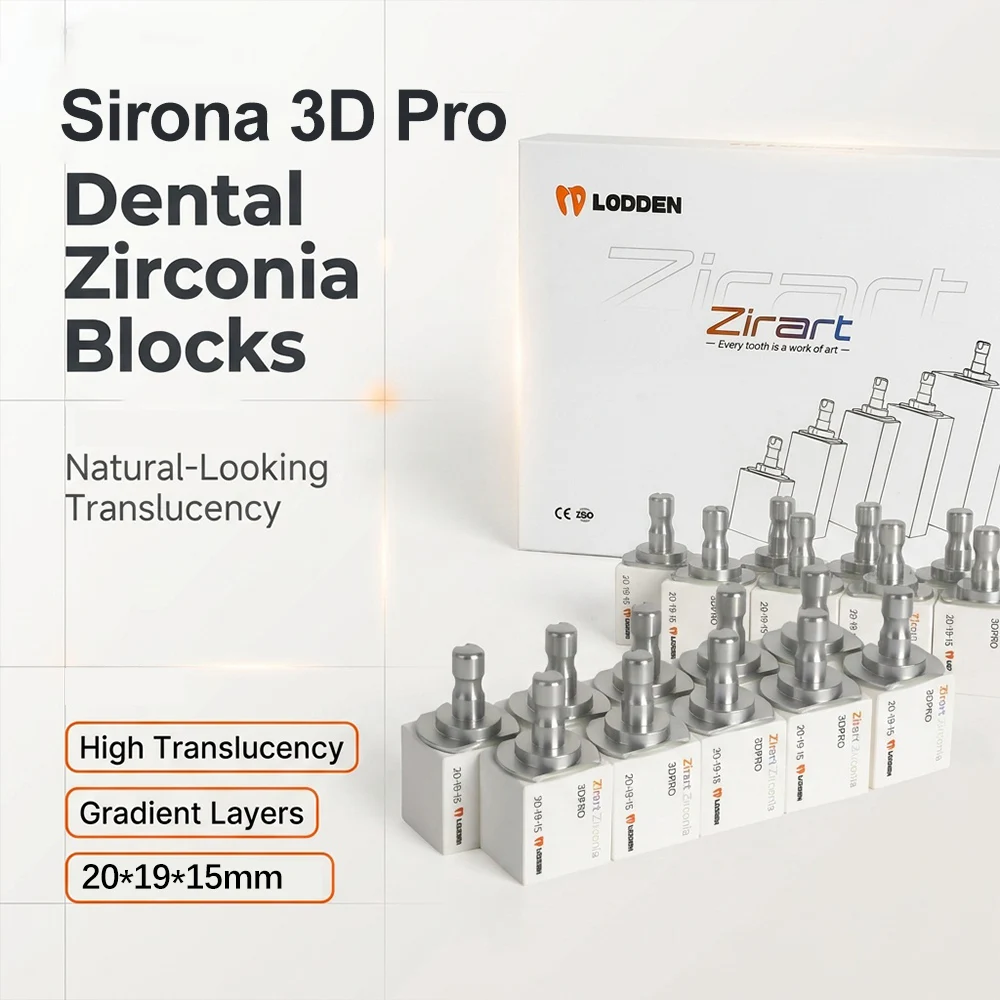 10pcs Sirona 3D Pro Zirconia Block 20*19*15mm 3D Gradient Multilayer For Sirona CADCAM Open System Dental Lab Materials