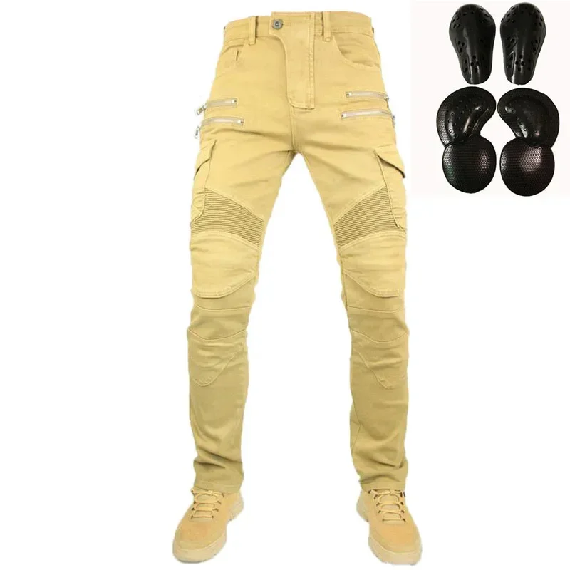 The new zipper motorcycle riding pants men's motorcycle pants fall-resistant four seasons racing handsome slim jeans