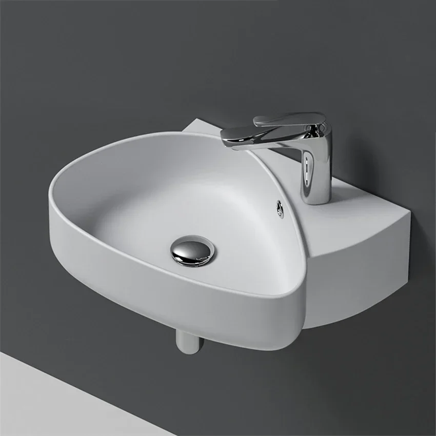 Mini Small Unit Ceramic Wall Mounted Wash Basin White Bathroom Wash Basin Household Reinforced Hanging Wash Basin 500x355x160mm