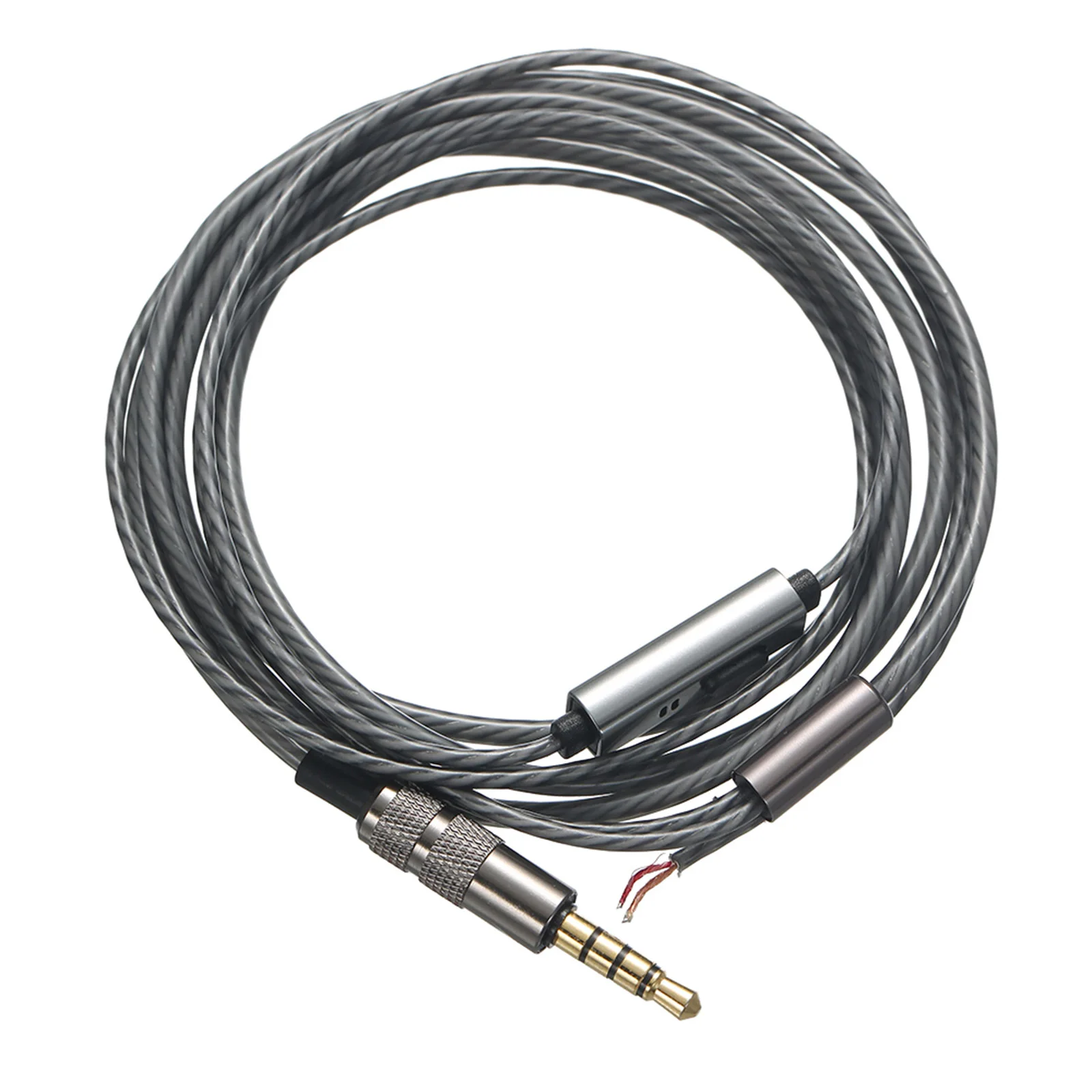 DIY Earphone Cable with Mic Pure Copper Wire Replacement 3.5mm Male Jack to Bare End Headphone Cable Semi-finished Headset Cable