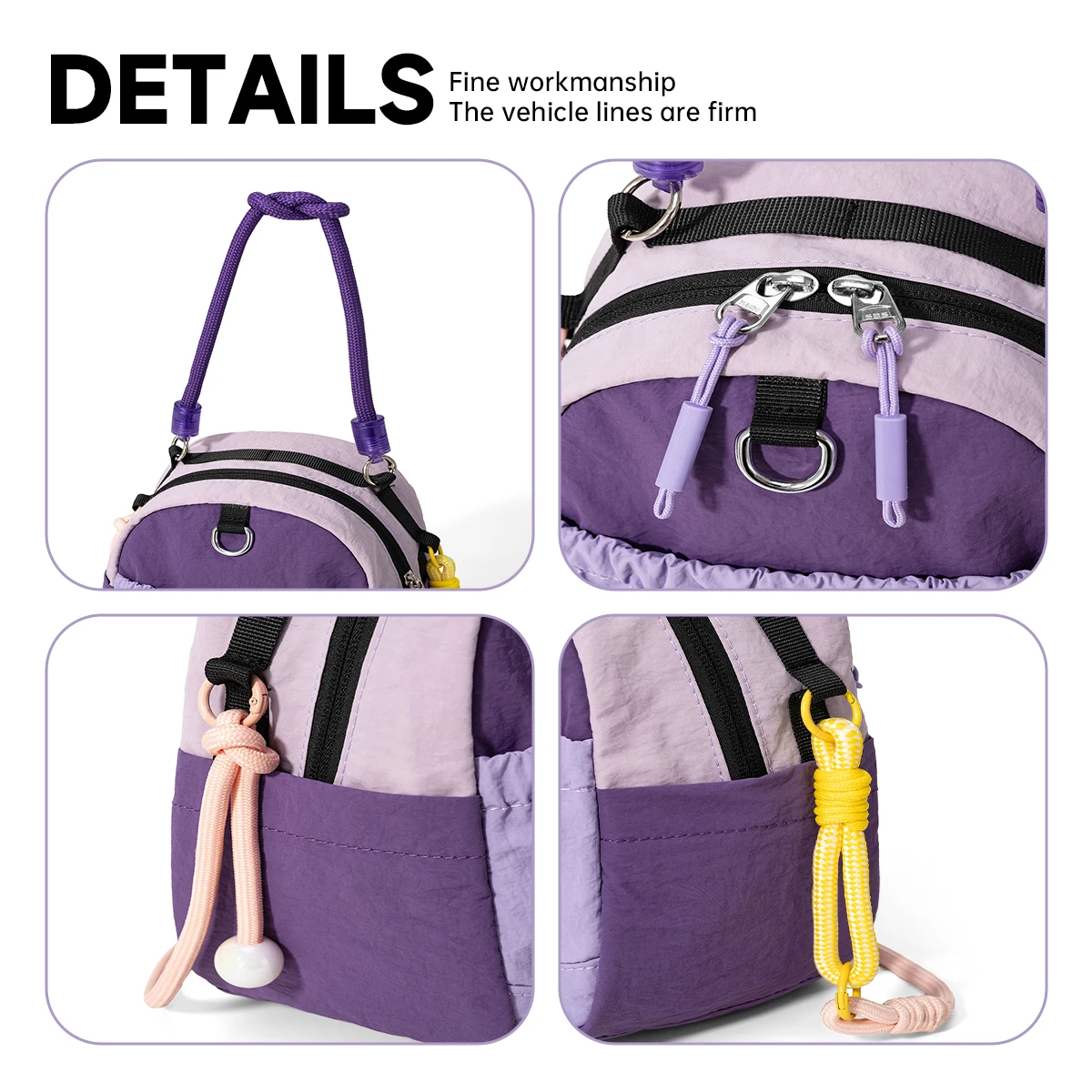 Umhängetasche für Damen, leichte tragbare Wasserflaschentasche für Ausflüge, kleiner Rucksack zum Wandern, lässige leichte Schultertasche für Studenten. – Detail 7