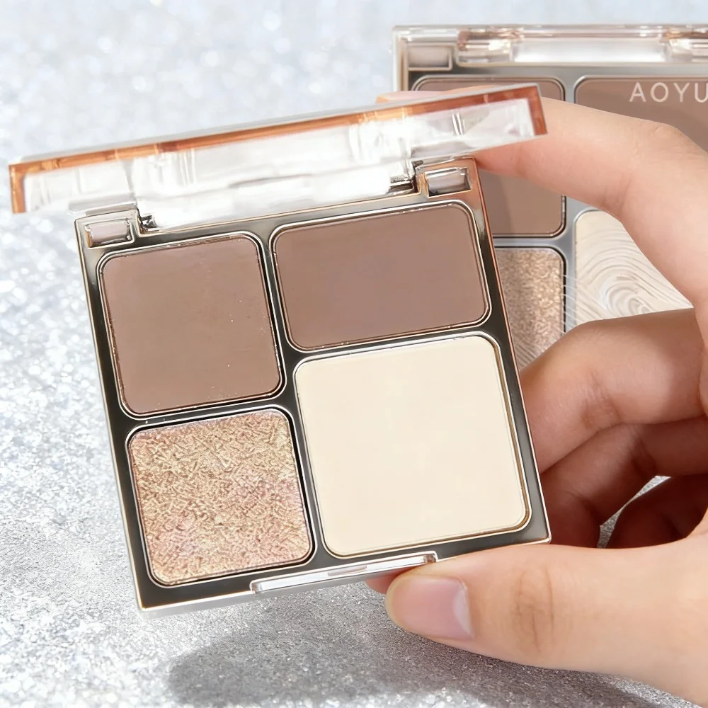4 Color Makeup Highlighter Palette 3D Nose Contour Matte Face Cosmetic Beauty Tool