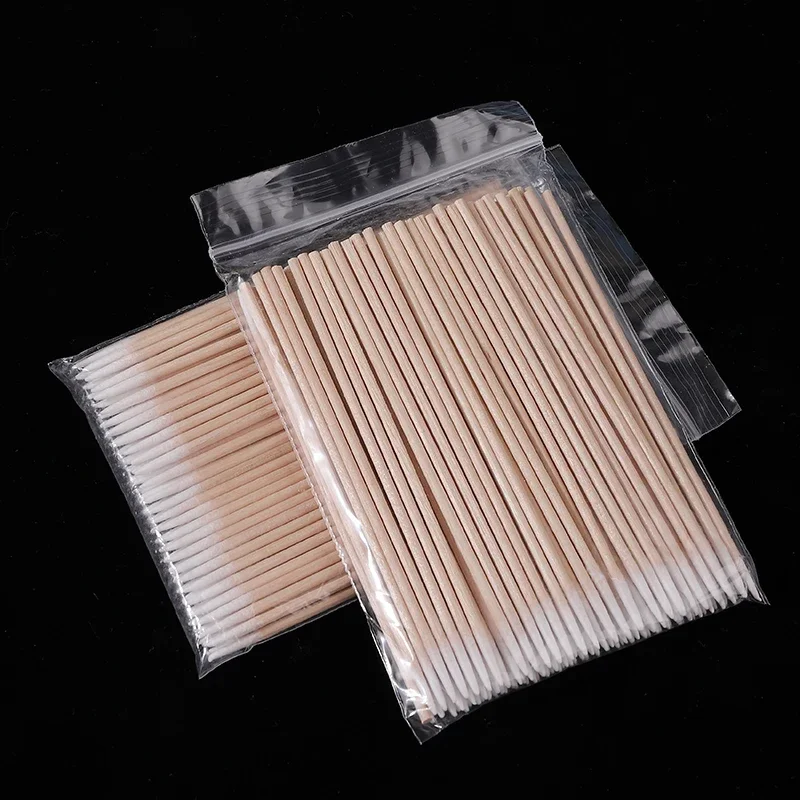 100Pcs Nails Wood Cotton Swab Clean Sticks Cotton Head Manicure Corrector Nail Gel Polish Tool Nail Polish Remover Art Tools