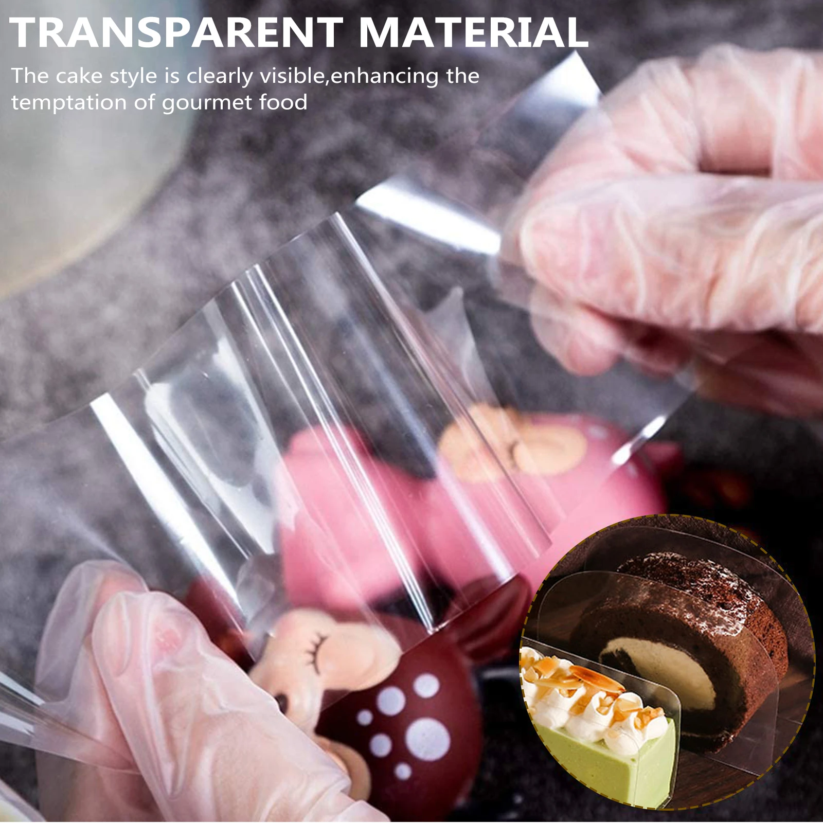 

100pcs Cake Transparent Mousse Packaging Tool Lightweight Baking Accessories Storage Wrapping Display For Wedding Party Tea