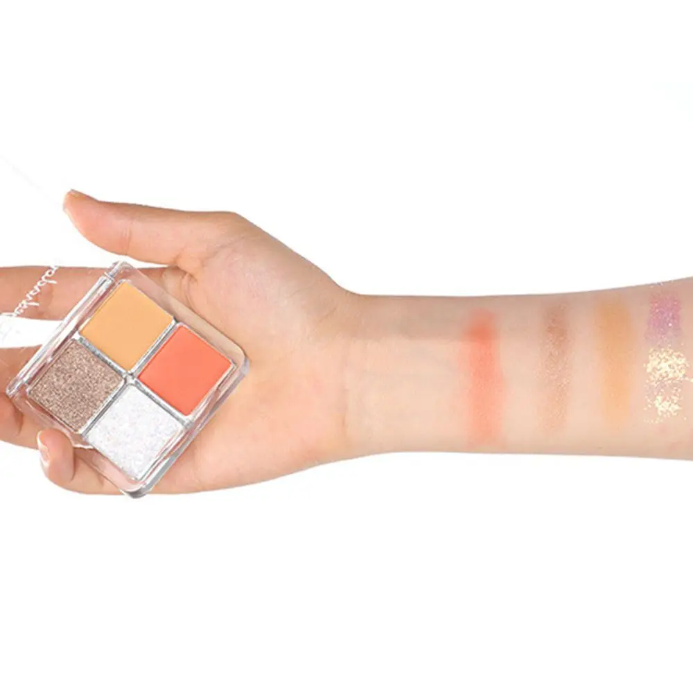 Paleta de Sombra Perolado para Mulheres, Sombra Matte, 4 Cores, Ferramenta de Maquiagem, Cosméticos Destaque, Shimmer Eye Pigments, Meninas