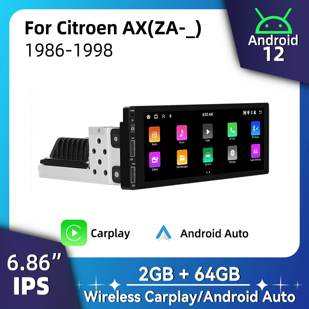 

Android Radio for Citroen AX (ZA-_) 1986-1998 Car Multimedia Android Auto Stereo 1Din Head Unit Carplay Autoradio Navigation GPS