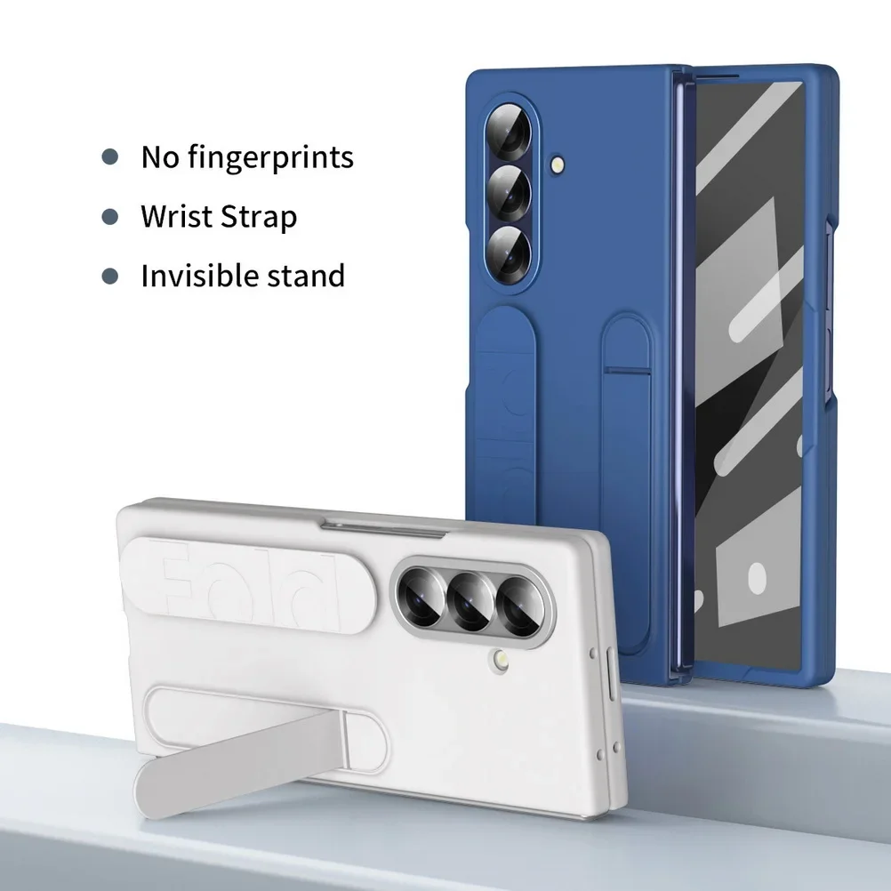 

Выдвижной ремешок-кронштейн-держатель из закаленного стекла, чехол для телефона Samsung Galaxy Z Fold 7, 6, 5, 4, задняя защитная крышка для камеры