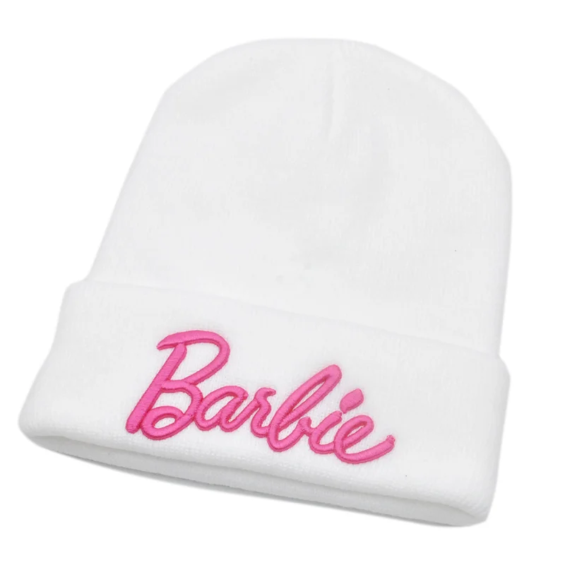 Barbie Hat Knitted Hat Cute Pink Pullover Hat Couple Ski Cap Kawaii Anime Accessories Winter Warm Women Christmas Gift Girl Toys