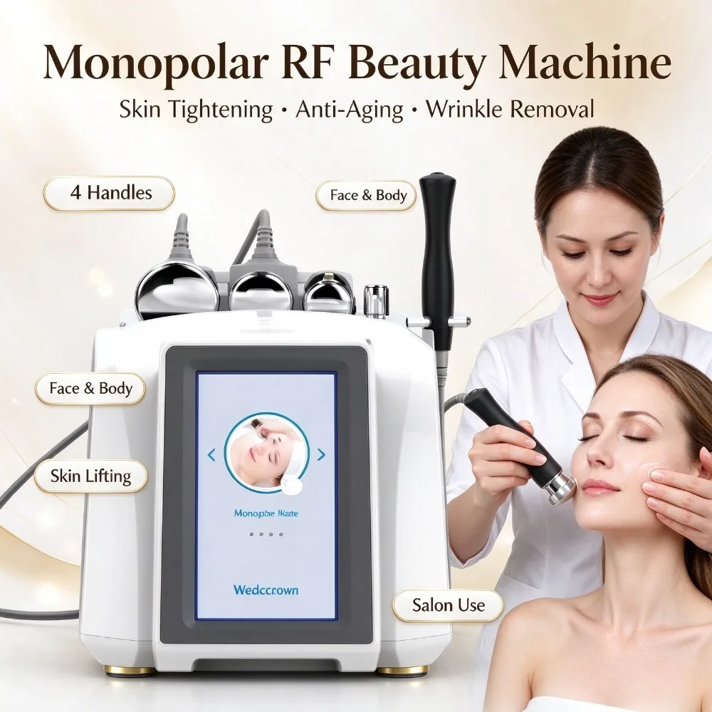 Monopolar RF Radio Frequency Machine 4 Handles Facial Body Skin Tightening Anti-Aging Wrinkle Removal Beauty Salon Equipment