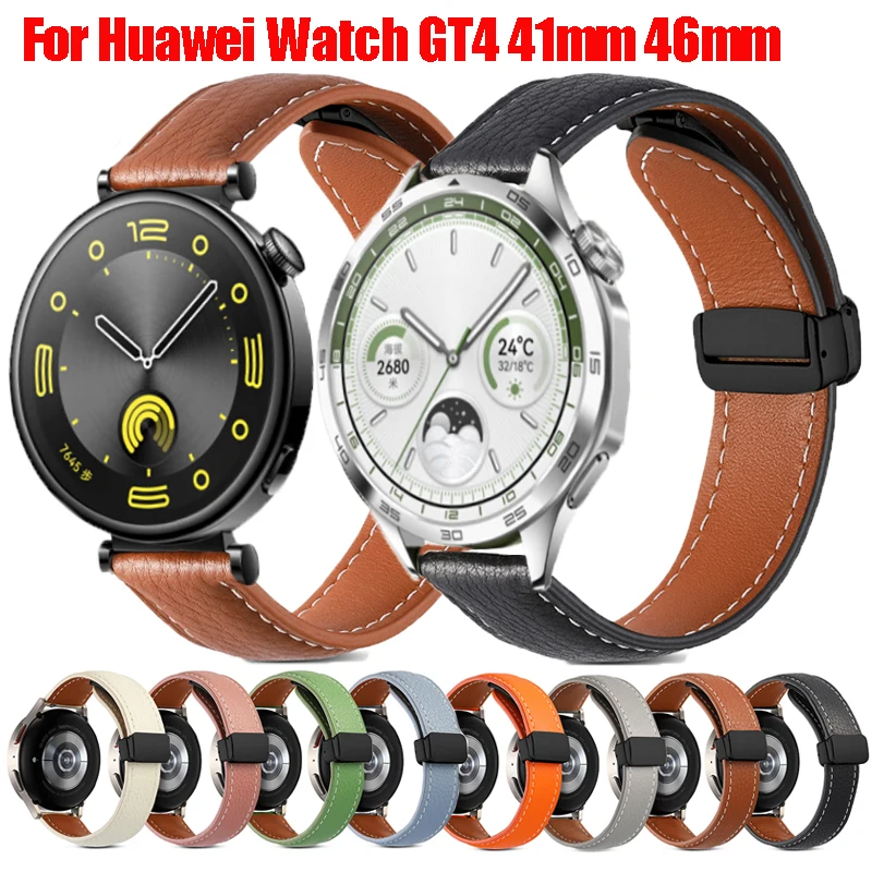 Leather Strap for Huawei Watch GT4 46mm 41mm Magnetic Buckle Band Correa Luxury Bracelet For Huawei GT 4 18mm 22mm Watchband