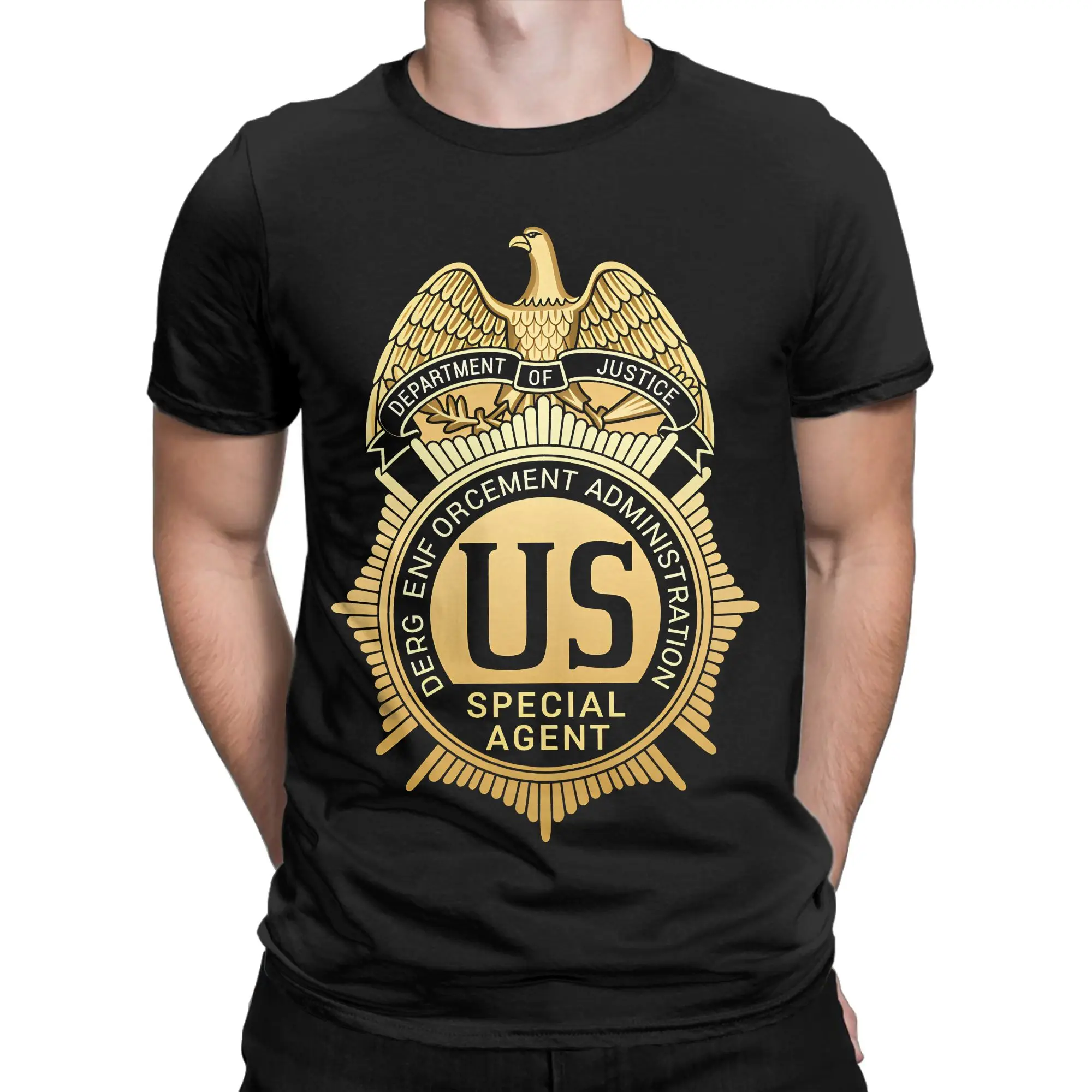 Men T-Shirts DEA US Federal Interdiction Agency  Vintage 100% Cotton Tees Short Sleeve  T Shirts Round Neck Tops Printed