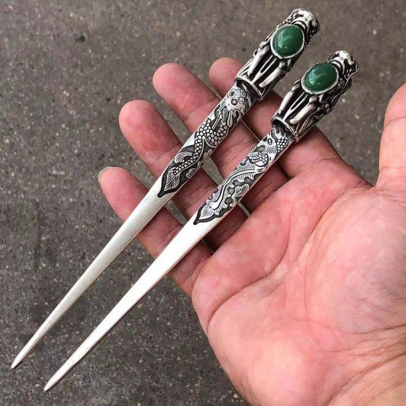 

Оптовая продажа Мяо Серебряная заколка с головой дракона в этническом стиле, белая медь, посеребренная шпилька, аксессуары, классическое украшение для волос