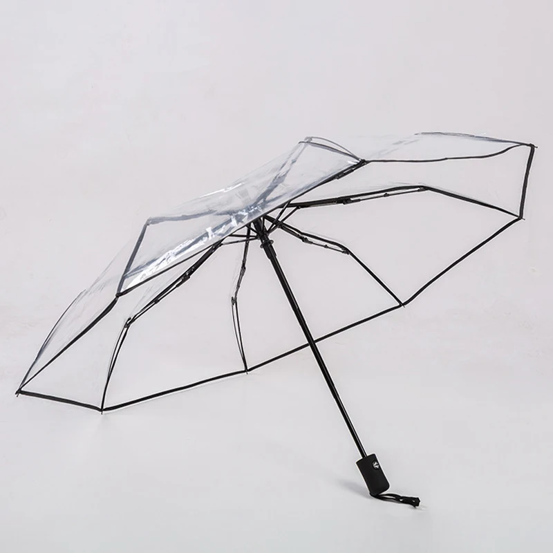 

1Pc Automatic Transparent Folding Umbrella Easy Carry Windproof Rain Umbrella Women Fashion Durable Outdoor Anti Wind Rainproof