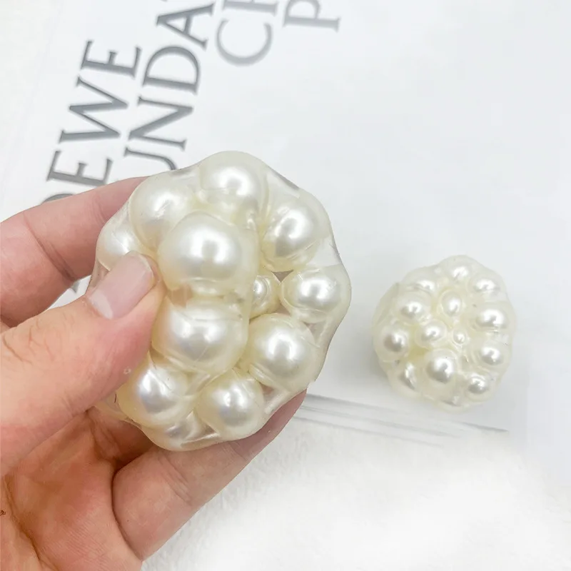 Pearl Bead Filled Slow Rebound Squishy Ball Soft Mochi Texture Stress Relief Hand Squeeze Toy Anxiety Calming Desktop Decor Gift