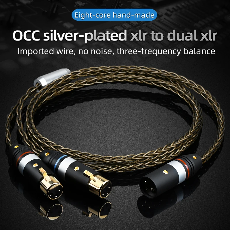 

ATAUDIO HiFi XLR к 2XLR аудиокабель высокого качества OCC Посеребренный разъем XLR к 2XLR, Hi-Fi кабель для усилителя динамика