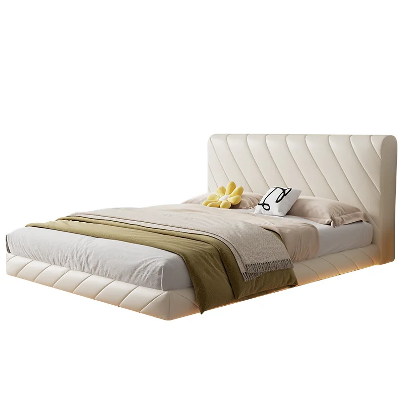 

Suspended bed, Italian light luxury leather double bed