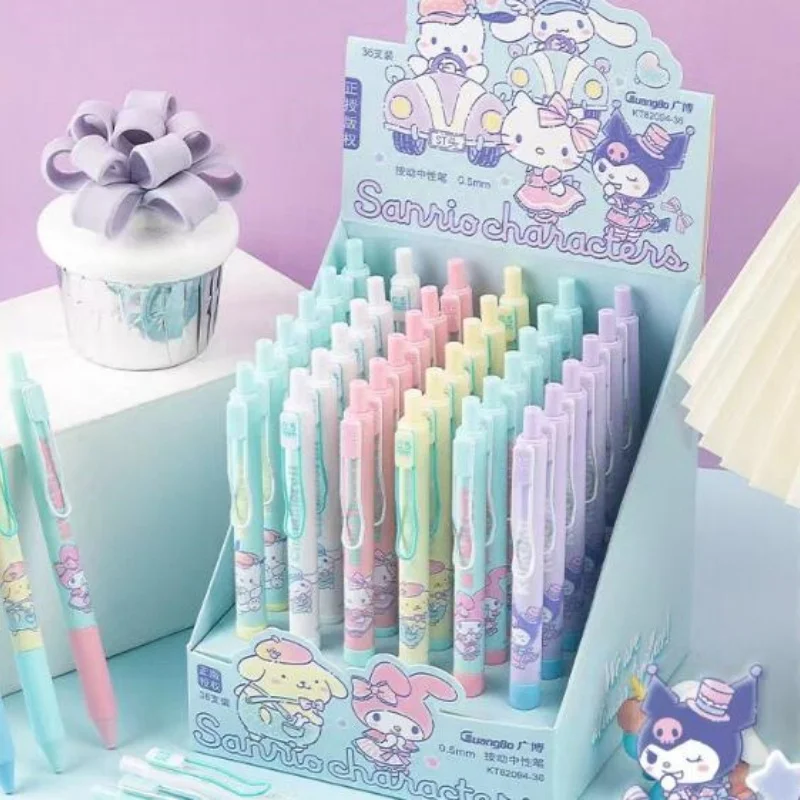 

18/36 шт. гелевая ручка Sanrio Kitty Melody Kuromi, милые Pochacco, 0,5 мм, нейтральные ручки с черными чернилами, рекламный подарок, офисные школьные принадлежности