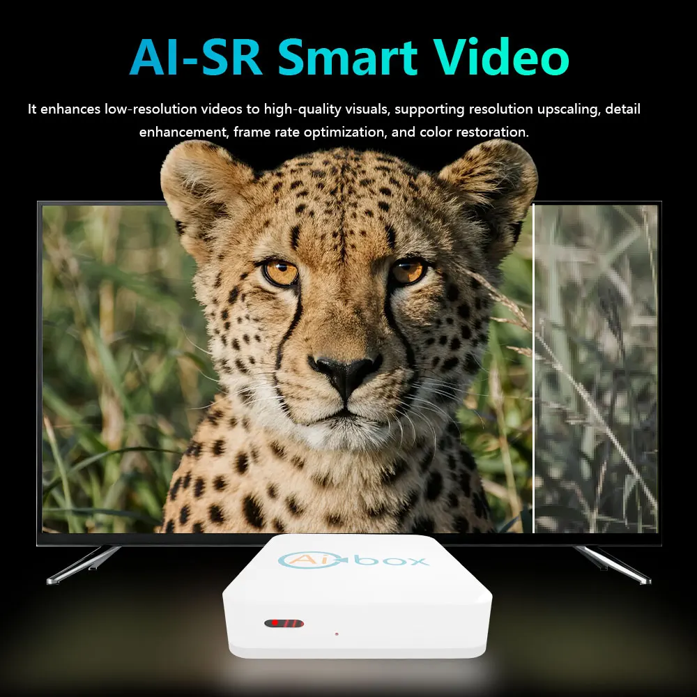 Caixa de voz AI Android9.0 TV Box Amlogic S905L3 Quad Core AV1 BT 2.4G e 5G Wifi 4K HD Set Top Box Media Player