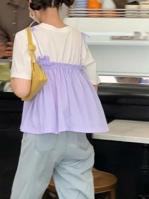 Regata Fena Roxa Retrô Sem Mangas, Estilo Solto, Nova Moda de Verão, Casual, Versátil, Crimento Curto, E