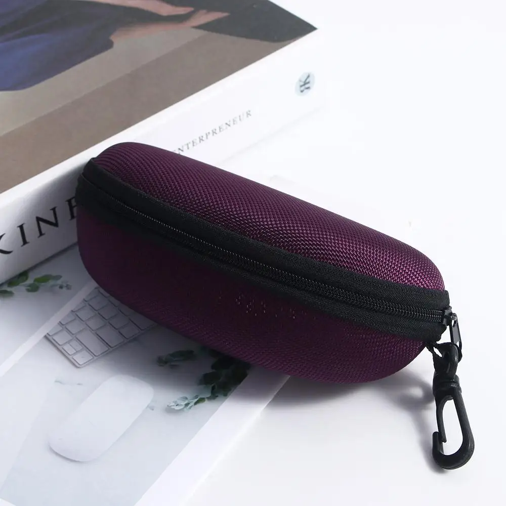 Portable Eyeglasses Protector Case with Hook Men Women Zipper Box Eye Glasses Box Sunglasses Bag Shell Clam Pouch Hard Case