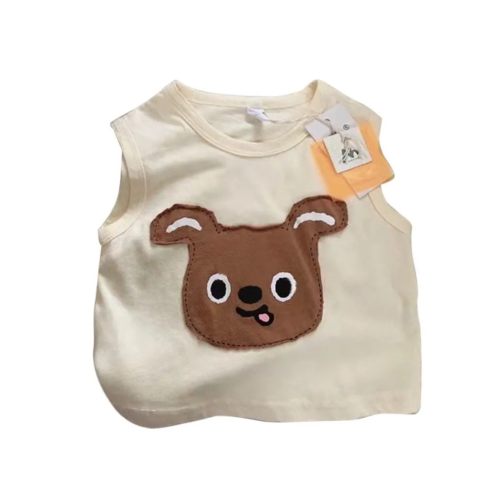 

0-2Y Baby and Toddler Cotton Dog Sleeveless T-Shirt Summer Shirt Tops for Infant Baby and Toddler Boys, Girls, Unisex