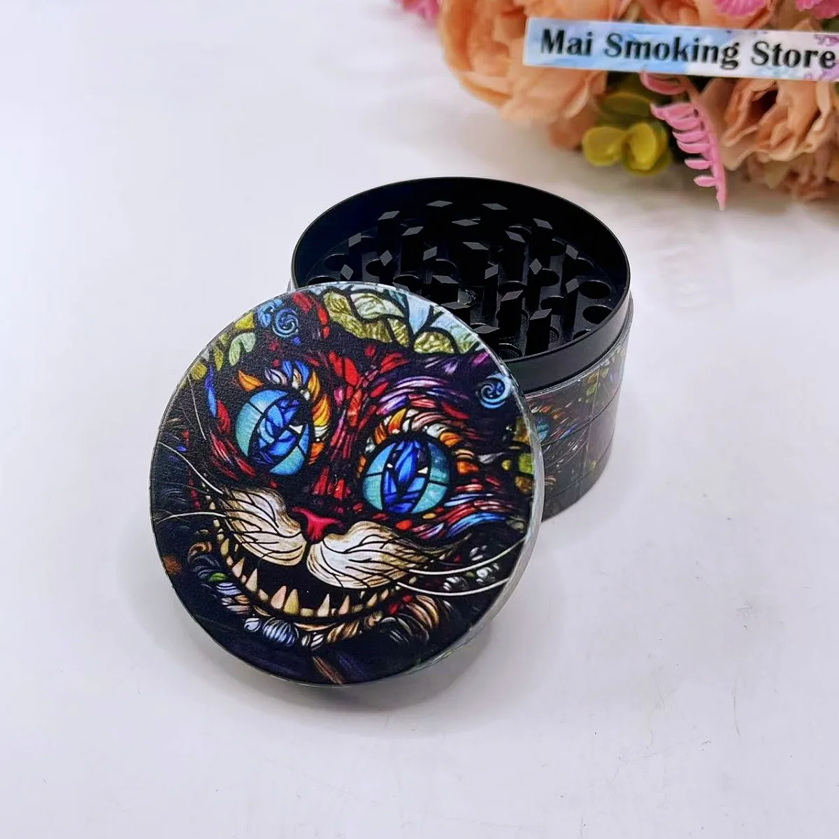 50/63mm Cat Herb Grinder 4-Layers Manual Spice Pepper Mill Salt Mortar Grass  Tobacco Grinder Cigarette Smoking Accessories