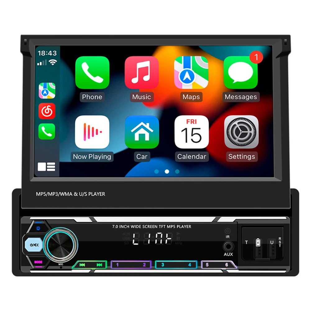 

7" Car Stereo Radio Single Din Dynamic Lighting Touch Screen Player Compatible For IOS Auto Interaction System/Android Auto