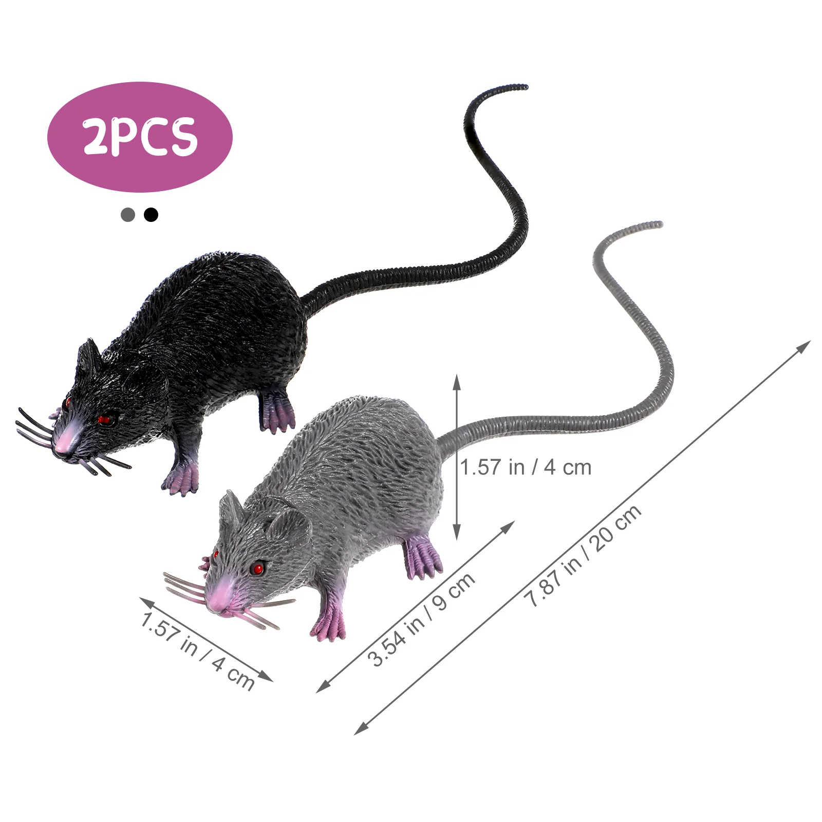 2 Pcs Simulation Mouse Toy Cat Creepy Toys Mice Props Fake Rat Rats Pranks Tricks Realistic