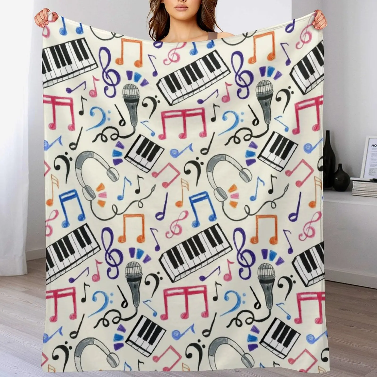 

Good Beats - Music Notes & Symbols Throw Blanket Blankets For Sofas Luxury St Blankets