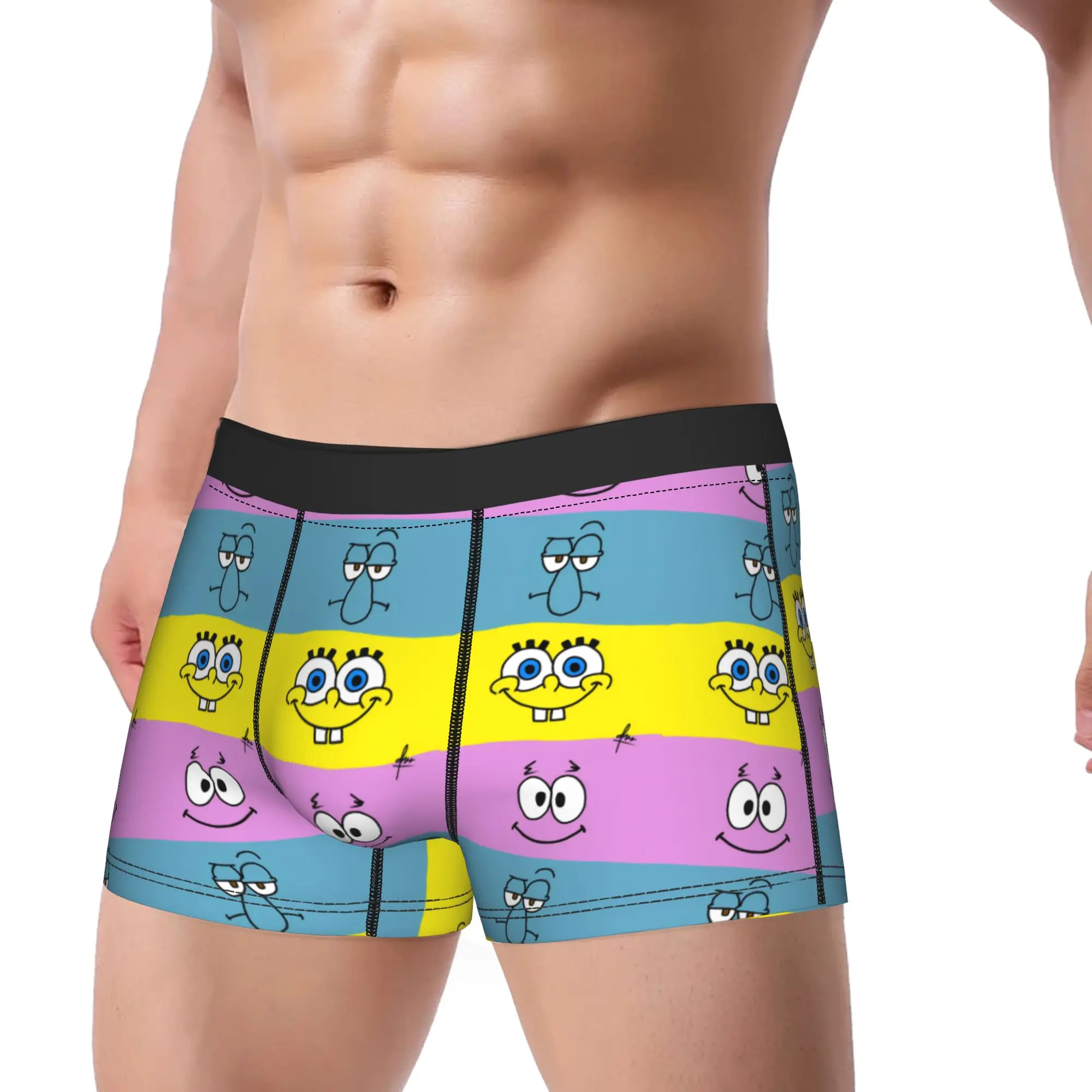 SpongeBobs Four Panel Sponge Squidward Shorts Briefs  Underwear Quality Male Comfortable Boxer Shorts Pattern Plus Size Panties