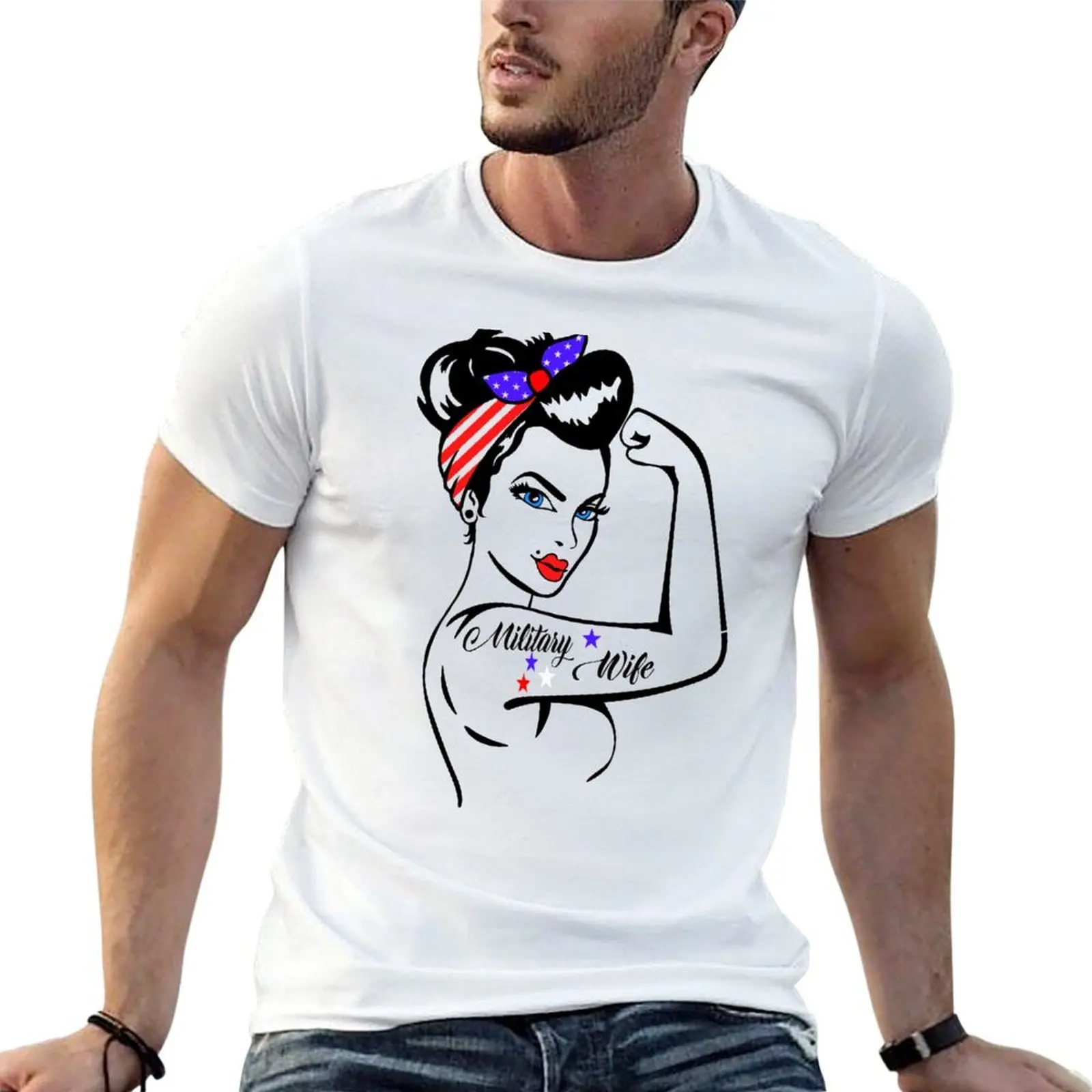

Military Wife Shirt Girl Power Shirt Rosie The Riveter Shirt T-Shirt man t shirts cotton man t shirts for men casual T-Shirt