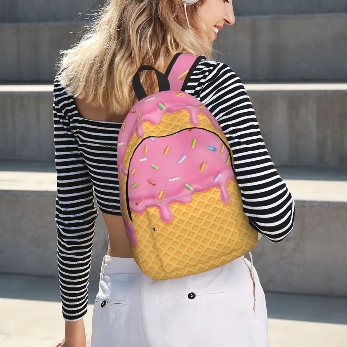 Strawberry Ice Cream Backpack Hot Sale Daypack Large Capacity Kids BookBag School Bag Shoulder Bags for Men Women
