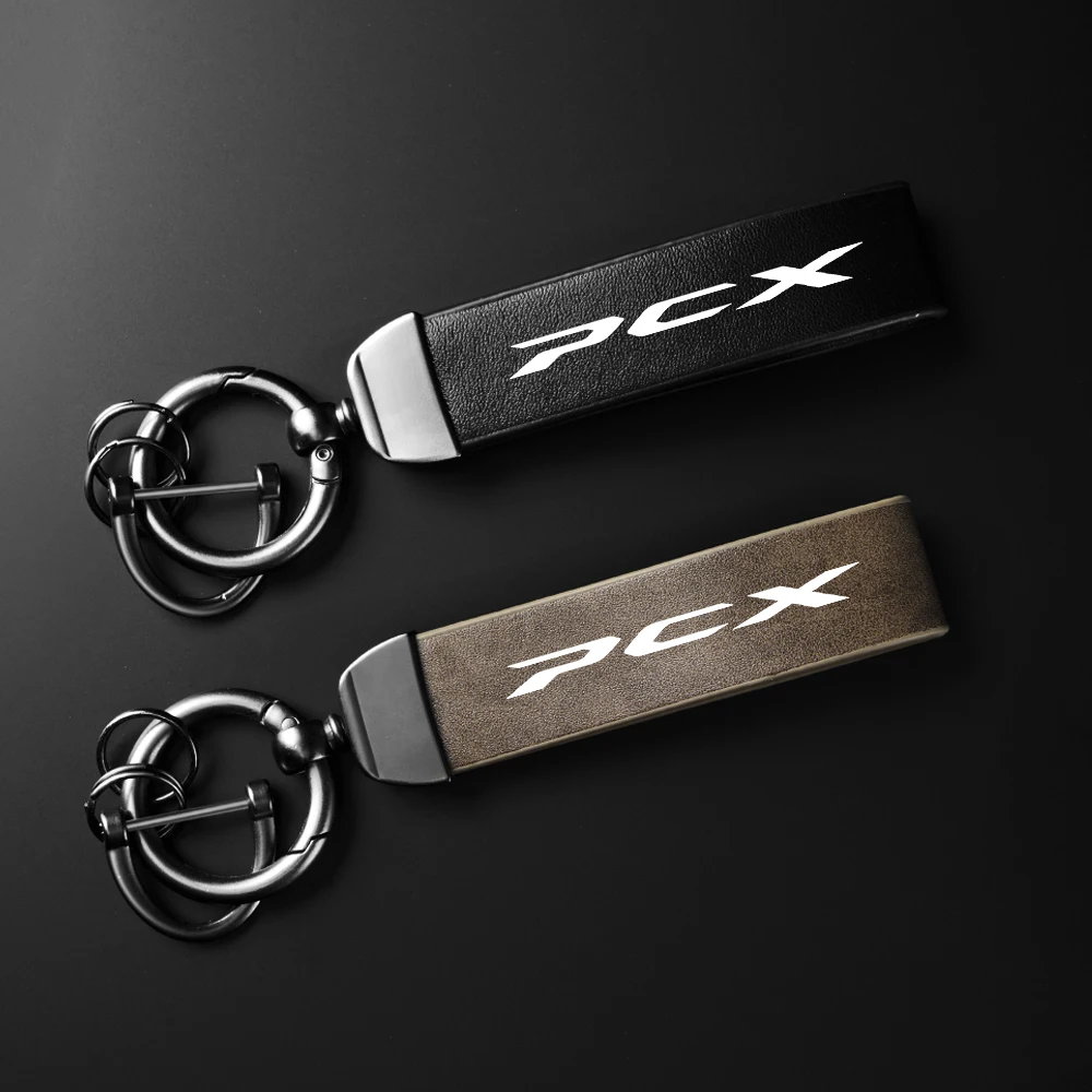 High-Grade leather Keychain Holder Keyring For HONDA PCX 125 150 PCX125 PCX150 2010-2020 Motorcycle Accessories Key chain Logo