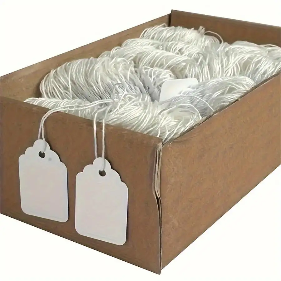 1/5/10/20/50/100pcs Price Tag, Easy to Write, Blank Price Sticker Versatile Products, (100/500 Cards + 100/500 Ropes) Wedding Pa