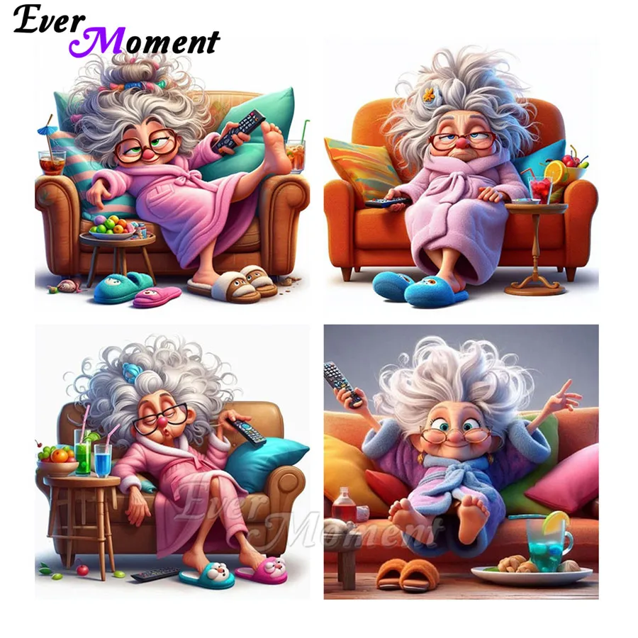 

5D DIY Diamond Painting Kit for Adults a Relaxed Elderly Woman with Resin Gemstone Full Drill Canvas Home Wall Art Decor ASF2981