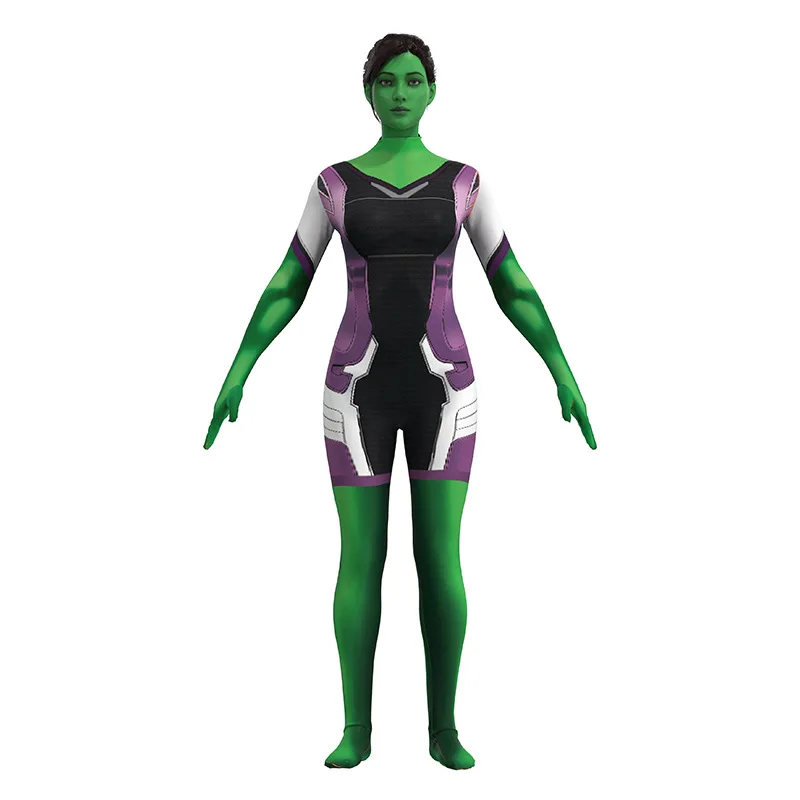 Marvel She Hulk Costume Women Cosplay Jumpsuit Sexy Female Superhero Costume Zentai Suit Bodysuit for Adult