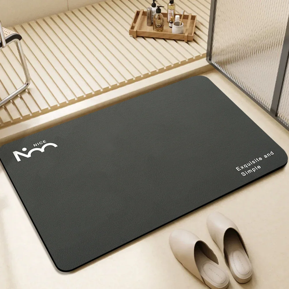 Japanese Minimalist Diatomite Bath Mat Solid Color Super Absorbent Quick Dry Non Slip Bathroom Floor Mat, Entryway Doormat
