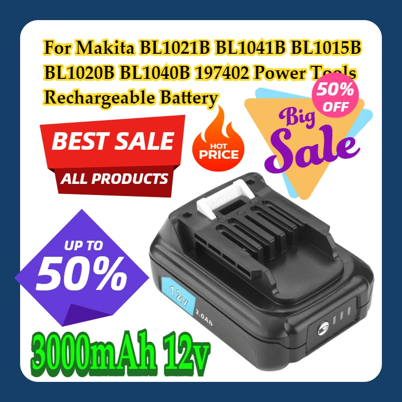 

For Makita BL1021B BL1041B BL1015B BL1020B BL1040B 197402 Power Tools 3000mAh Rechargeable Battery