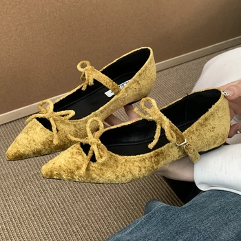 Chaussures Plates Pour Femme En Daim Léger – Bout Pointu, Boucle, Confortables – Printemps/été/automne, Taille 40