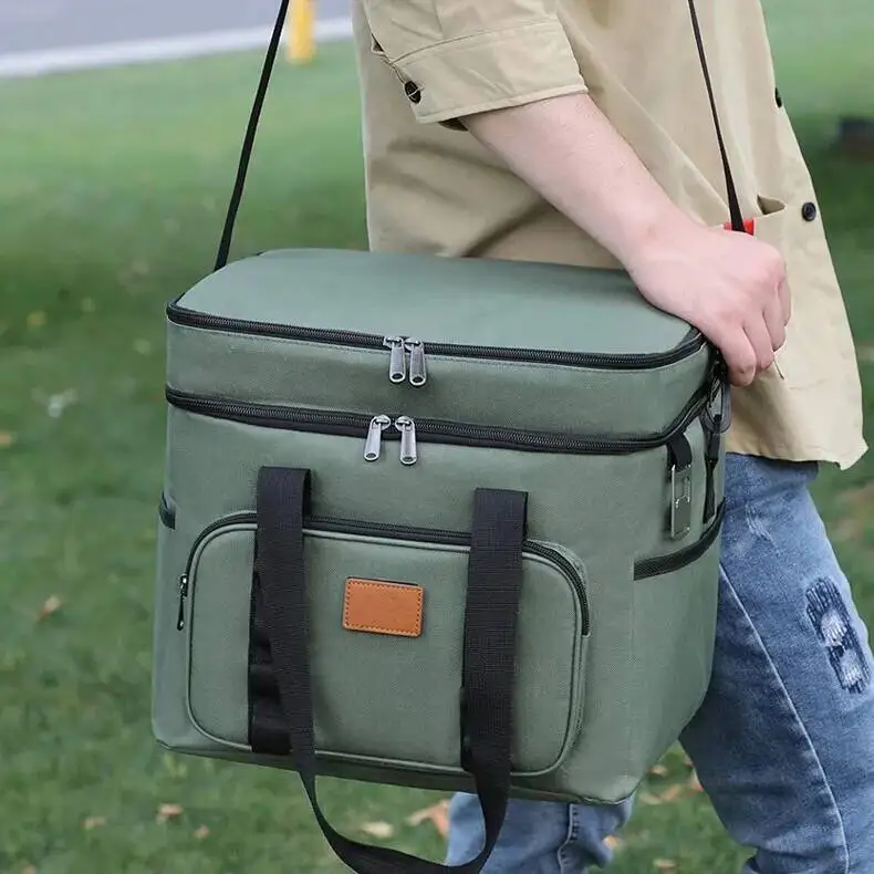 Large Capacity Heavy Duty Aluminum Foil Insulated Cooler Bag for Outdoor Camping Picnic Fruit Fresh Keeping