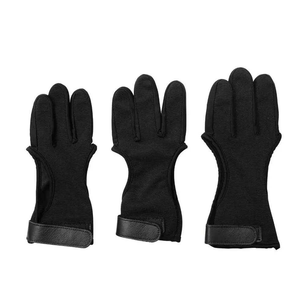 Non-Slip Three-Finger Gloves Breathable Adjustable Recurve Bow Gloves Professional Leather Fingertip Shooting Protective Gloves