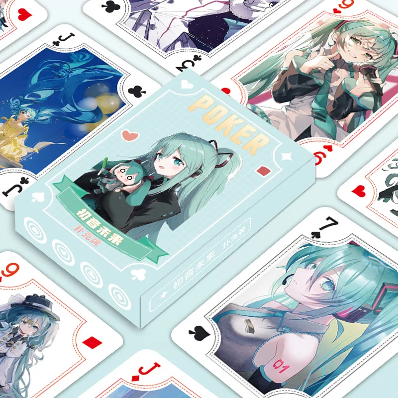 

54 шт./компл., новинка 2025 года, аниме Хацунэ Мику Каваи, экшн-фигурка, модель игрушки, игральные карты, изображение высокой четкости, покерная коллекция, подарки