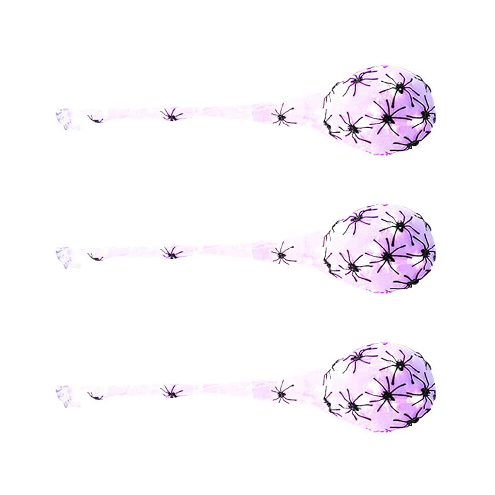 3 Pcs Halloween Decorations Glowing Spider Web Egg Party Sack Decorate Bag Props Hanging Purple