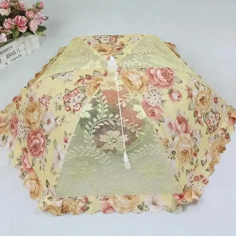 New Folding Vegetable Gadgets Household Kitchen Convenience Dustproof Mesh Food Cover Umbrella Shape Fly Proof Stain Table Lace