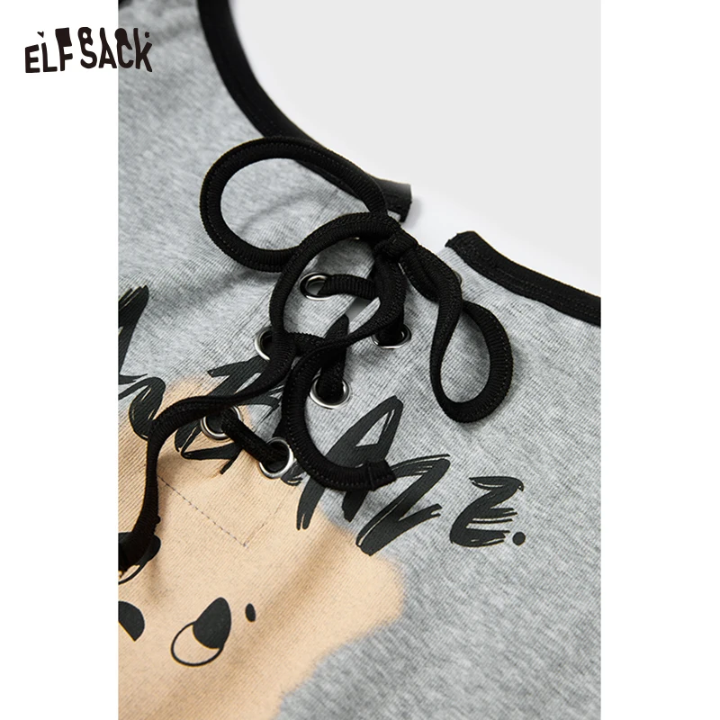 ELFSACK 2025 صيف جديد وصول عادية مطبوعة فستان الرسن تي شيرت فستان الجانب سبليت قرصة الخصر تنورة طويلة للمرأة